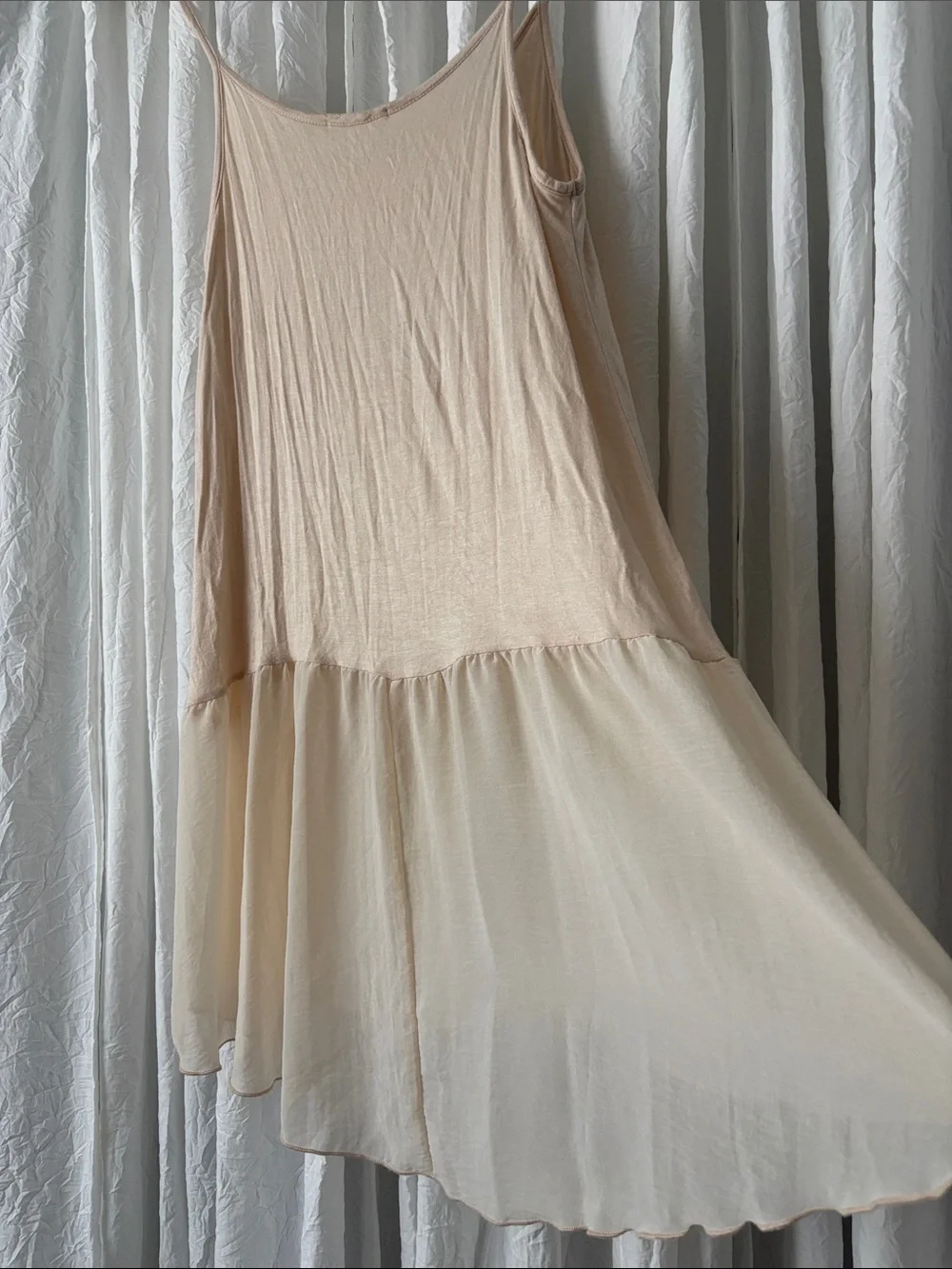 easel Nude Blush Layered Ruffle Hem Camisole Dress